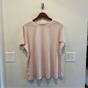 Athleta short sleeve tee womens 2X light pink 100% cotton minimalist essential